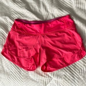 Hot pink Lululemon run shorts